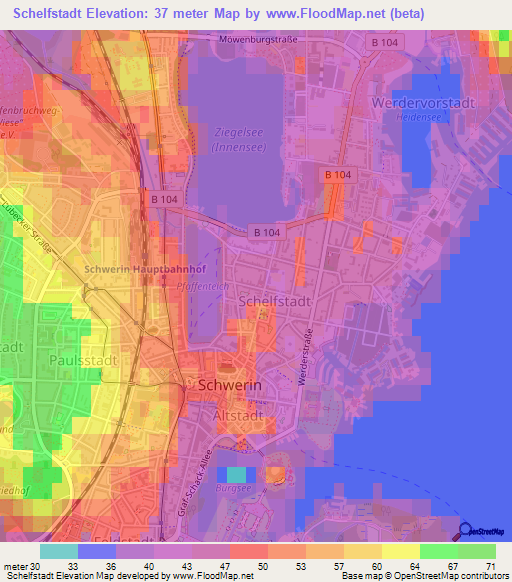 Schelfstadt,Germany Elevation Map