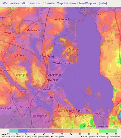 Werdervorstadt,Germany Elevation Map