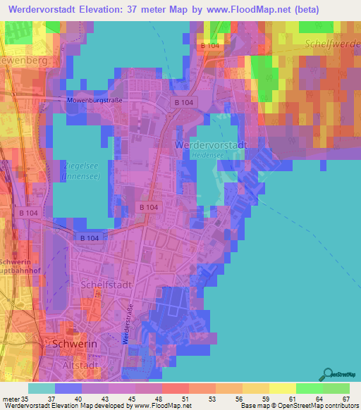 Werdervorstadt,Germany Elevation Map