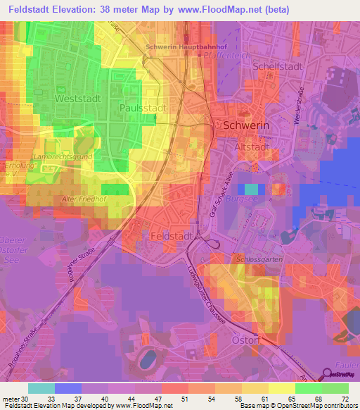 Feldstadt,Germany Elevation Map