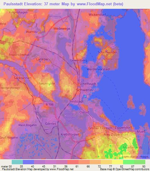 Paulsstadt,Germany Elevation Map