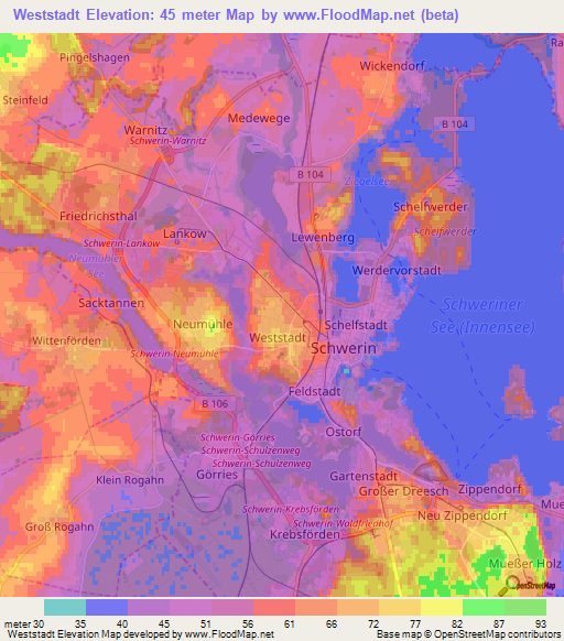 Weststadt,Germany Elevation Map