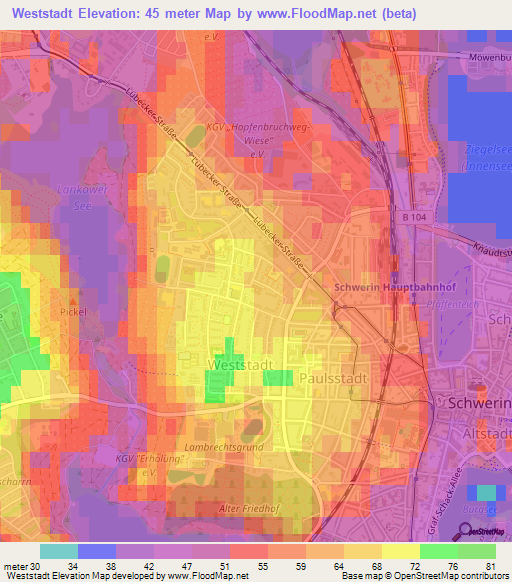Weststadt,Germany Elevation Map