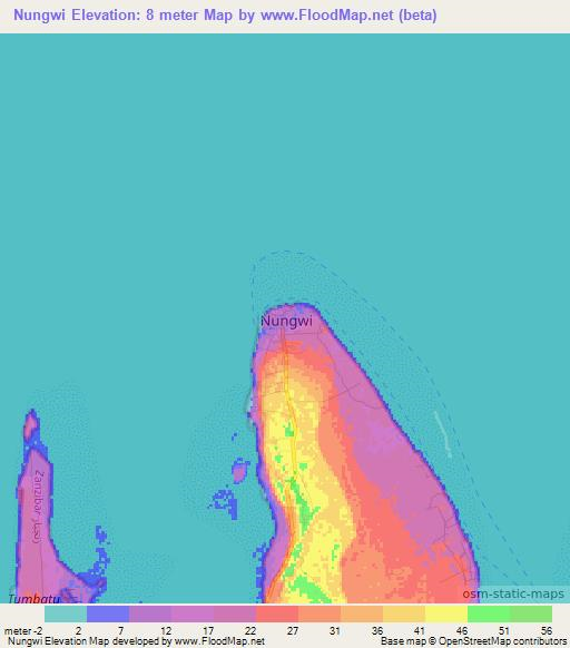 Nungwi,Tanzania Elevation Map