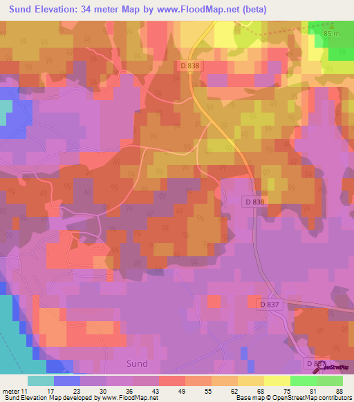 Sund,Sweden Elevation Map