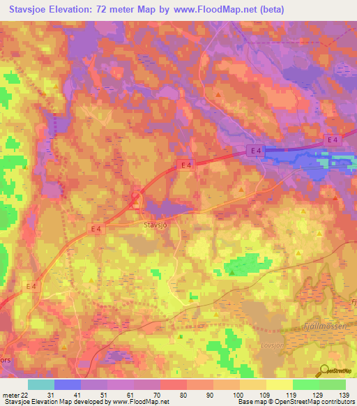 Stavsjoe,Sweden Elevation Map