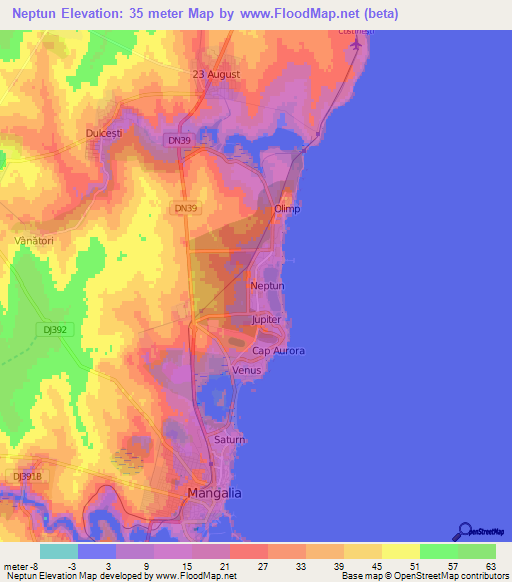 Neptun,Romania Elevation Map