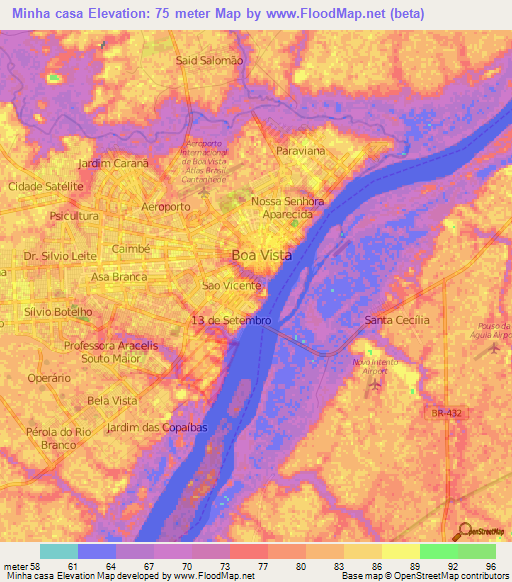 Minha casa,Brazil Elevation Map