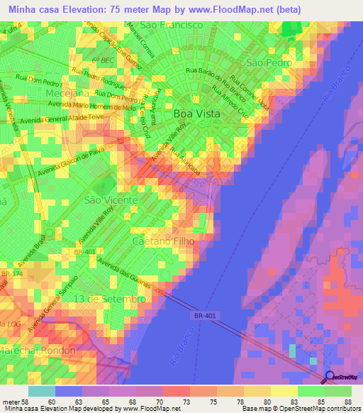 Minha casa,Brazil Elevation Map