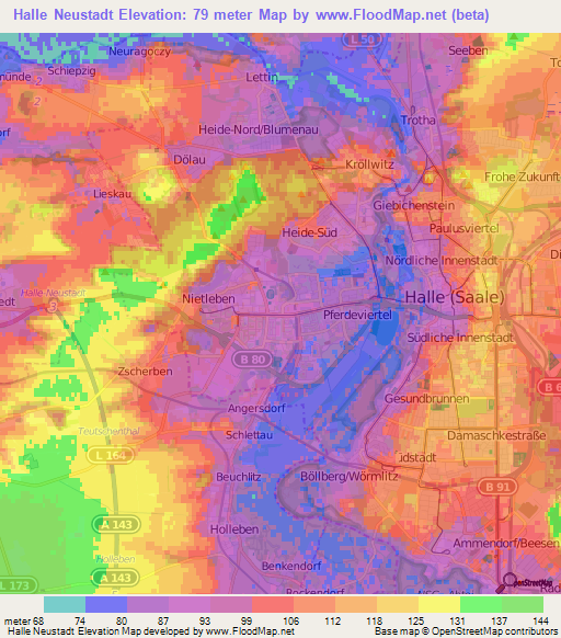 Halle Neustadt,Germany Elevation Map