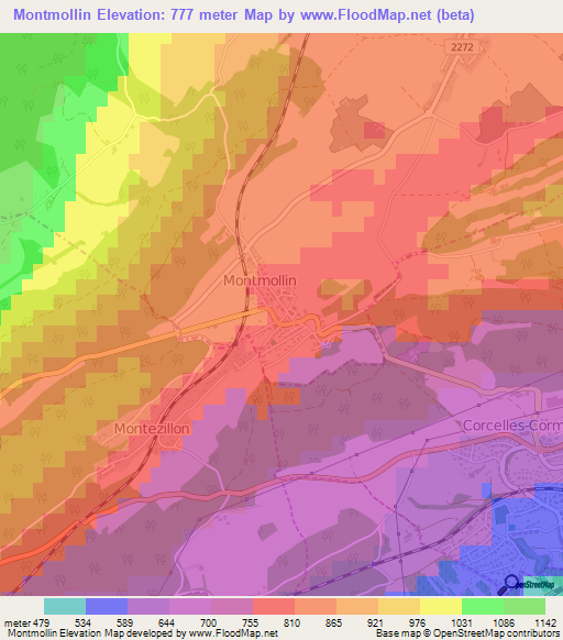 Montmollin,Switzerland Elevation Map