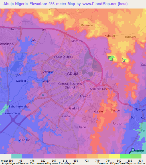 Abuja Nigeria,Nigeria Elevation Map