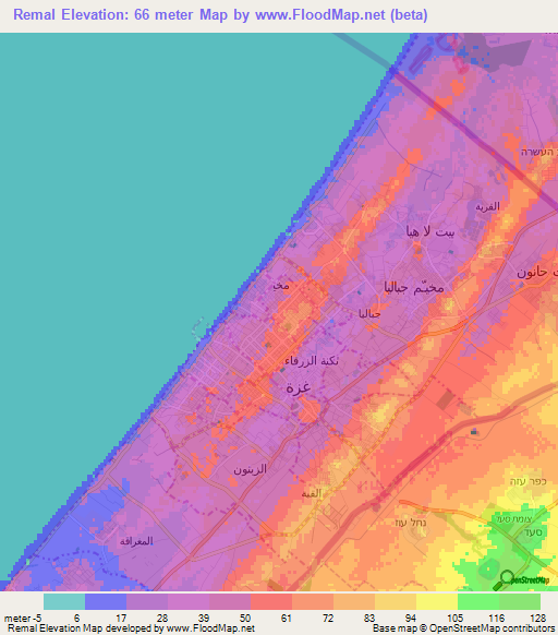 Remal,Palestinian Territory Elevation Map