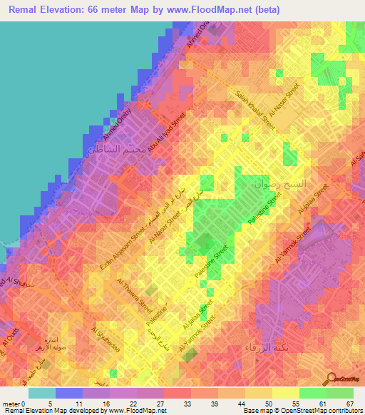 Remal,Palestinian Territory Elevation Map