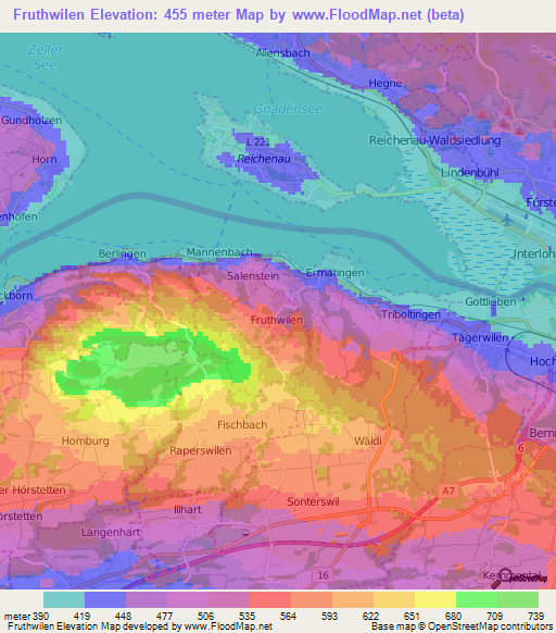 Fruthwilen,Switzerland Elevation Map