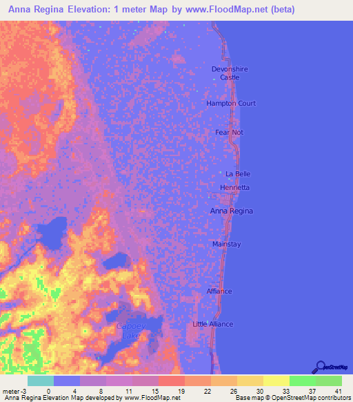 Anna Regina,Guyana Elevation Map