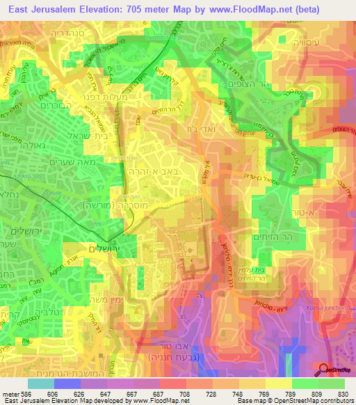 East Jerusalem,Palestinian Territory Elevation Map