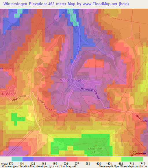 Wintersingen,Switzerland Elevation Map