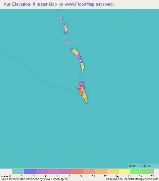 Aur,Marshall Islands Elevation Map