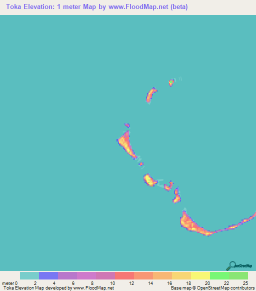 Toka,Marshall Islands Elevation Map