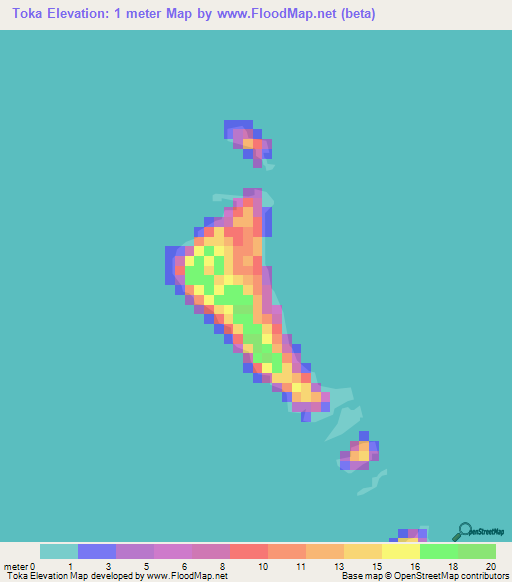 Toka,Marshall Islands Elevation Map