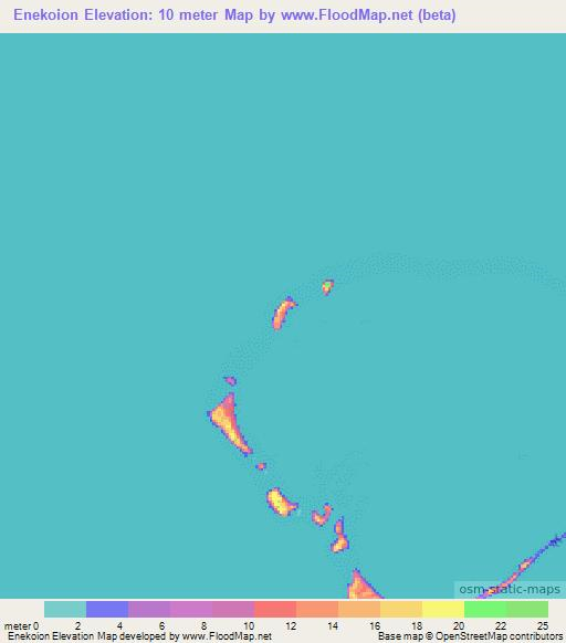 Enekoion,Marshall Islands Elevation Map