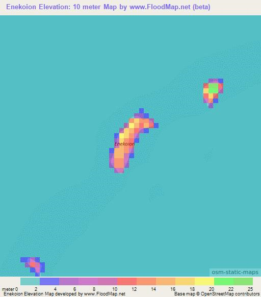 Enekoion,Marshall Islands Elevation Map