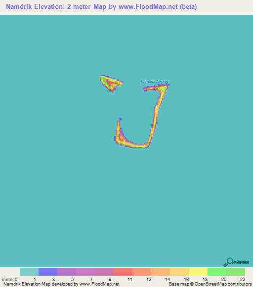 Namdrik,Marshall Islands Elevation Map