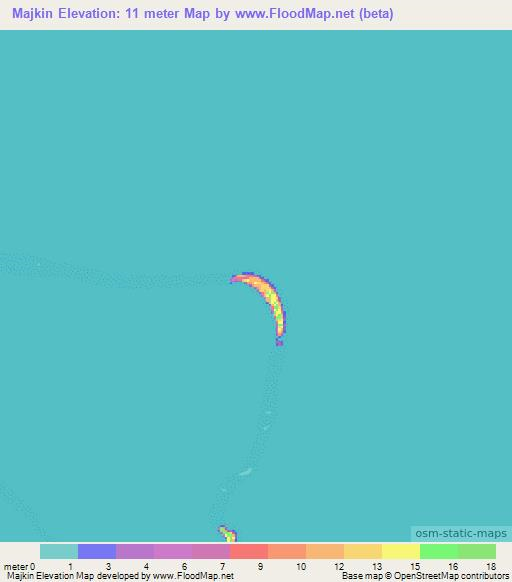 Majkin,Marshall Islands Elevation Map