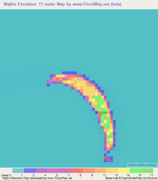 Majkin,Marshall Islands Elevation Map