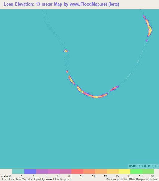 Loen,Marshall Islands Elevation Map