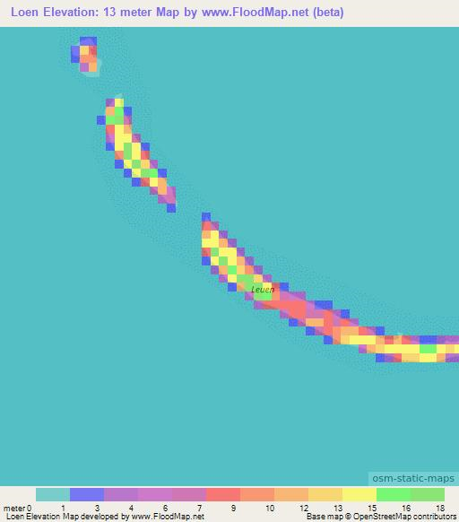 Loen,Marshall Islands Elevation Map