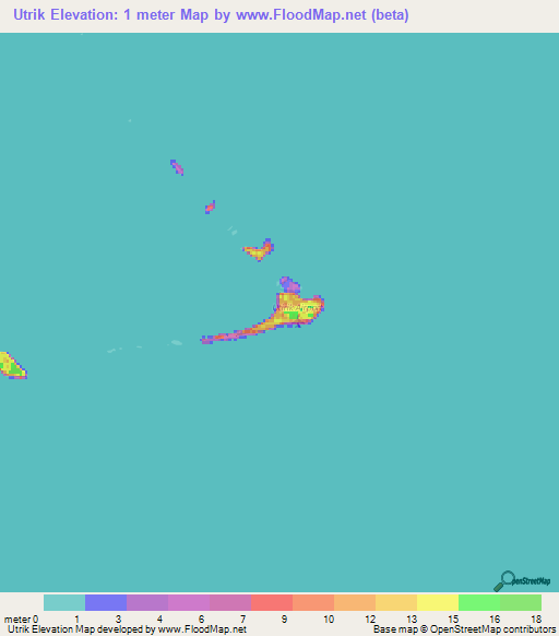 Utrik,Marshall Islands Elevation Map