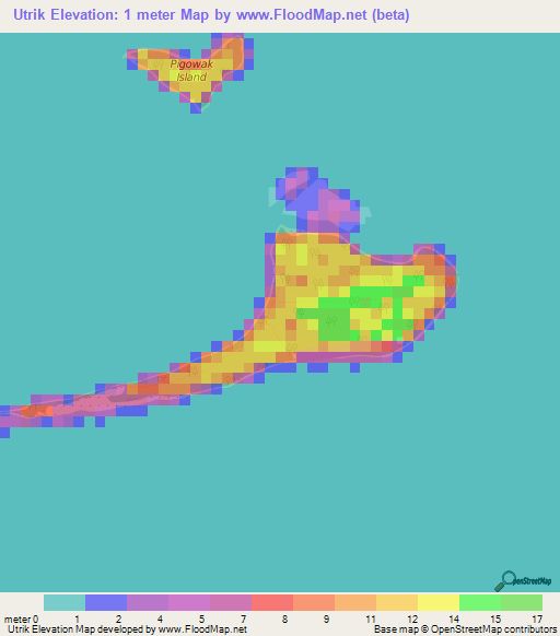 Utrik,Marshall Islands Elevation Map