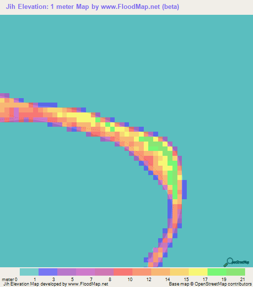 Jih,Marshall Islands Elevation Map