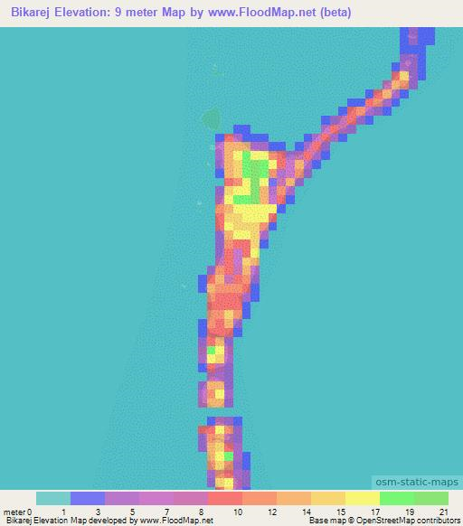 Bikarej,Marshall Islands Elevation Map