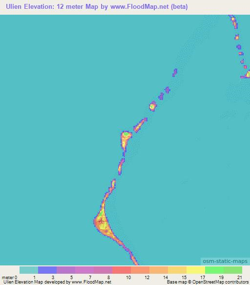 Ulien,Marshall Islands Elevation Map