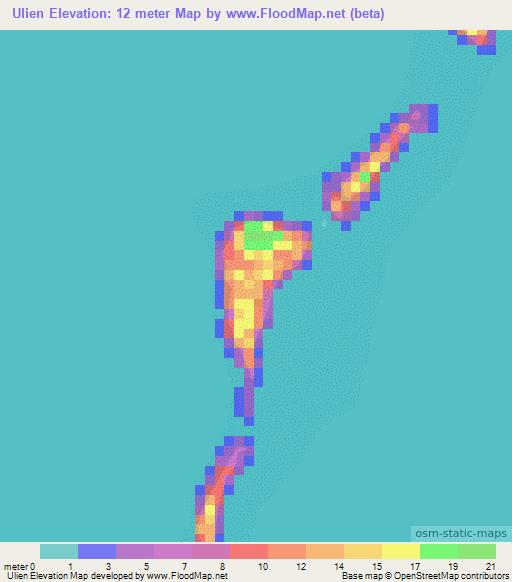 Ulien,Marshall Islands Elevation Map