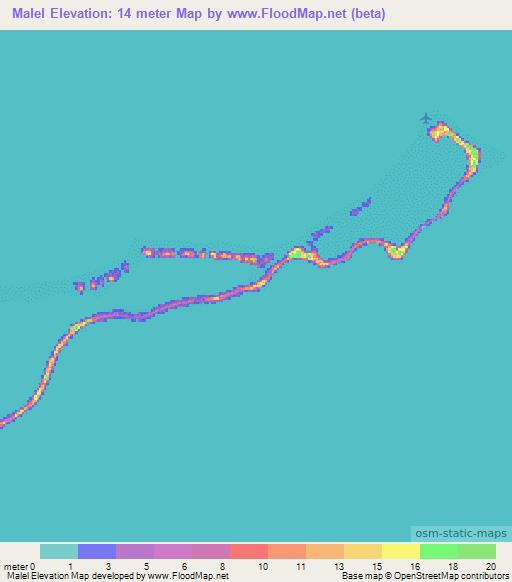 Malel,Marshall Islands Elevation Map