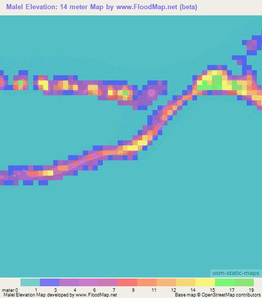 Malel,Marshall Islands Elevation Map