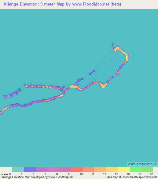 Kilange,Marshall Islands Elevation Map