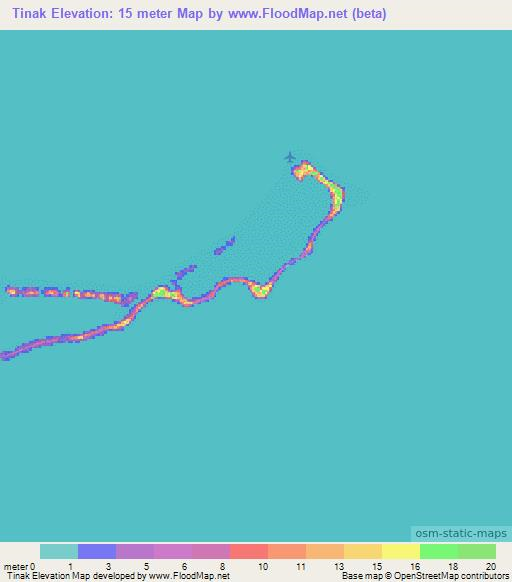 Tinak,Marshall Islands Elevation Map