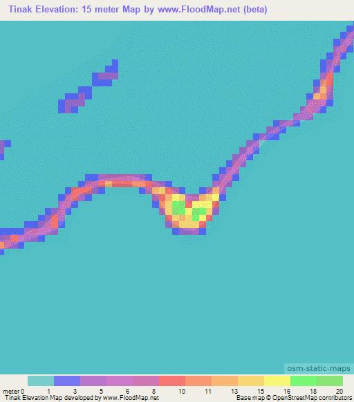 Tinak,Marshall Islands Elevation Map