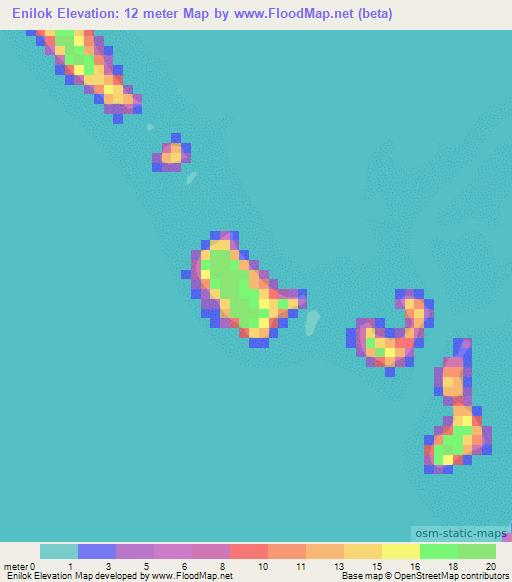 Enilok,Marshall Islands Elevation Map