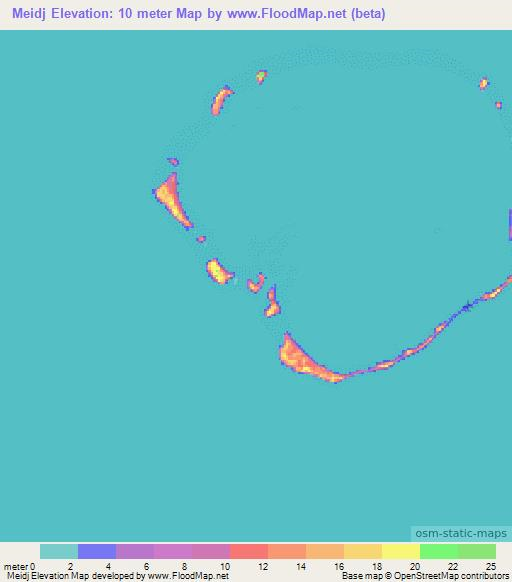 Meidj,Marshall Islands Elevation Map