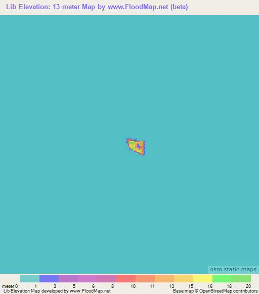 Lib,Marshall Islands Elevation Map