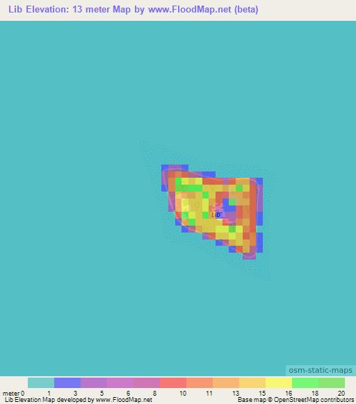 Lib,Marshall Islands Elevation Map