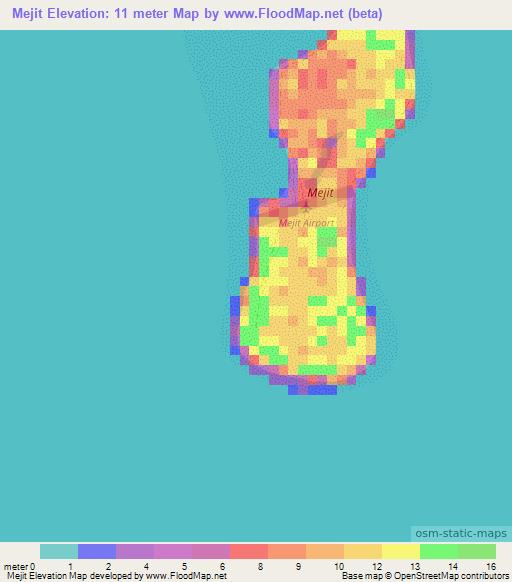 Mejit,Marshall Islands Elevation Map