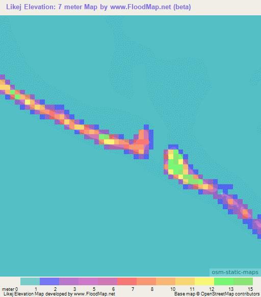 Likej,Marshall Islands Elevation Map