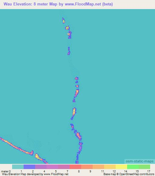 Wau,Marshall Islands Elevation Map